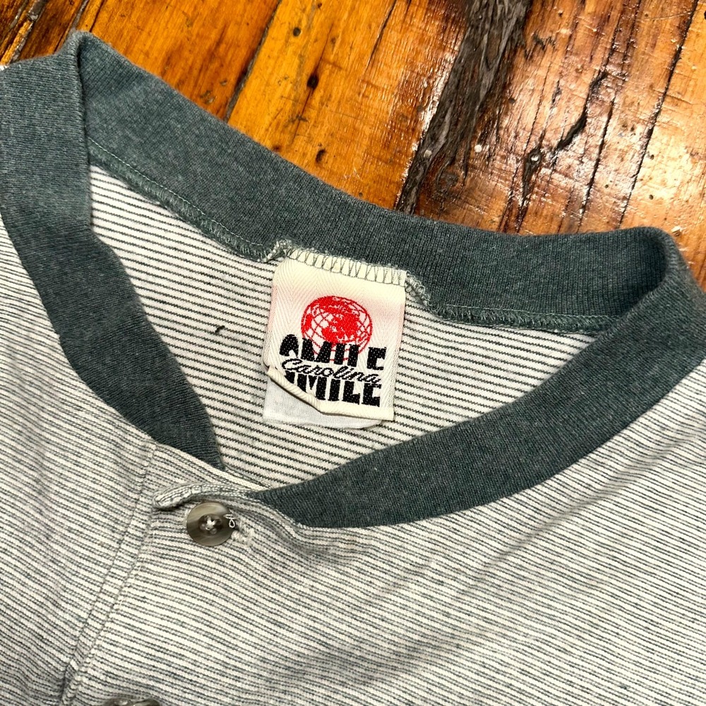 Vintage Carolina Smile Shirt XL Gray Pinstripe Dallas Logo Short Sleeve Classic - Picture 3 of 8